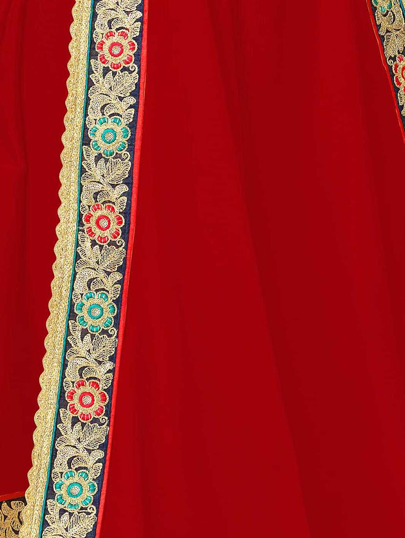maroon georgette bordered saree with blouse - 15230390 - Zoom Image - 5