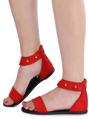 red ankle strap sandal - 15231017 - Standard Image - 2