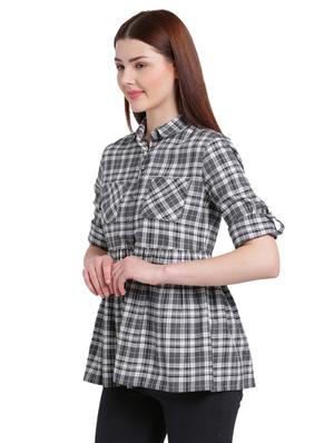 grey checkered cotton tunic - 15231265 - Standard Image - 2