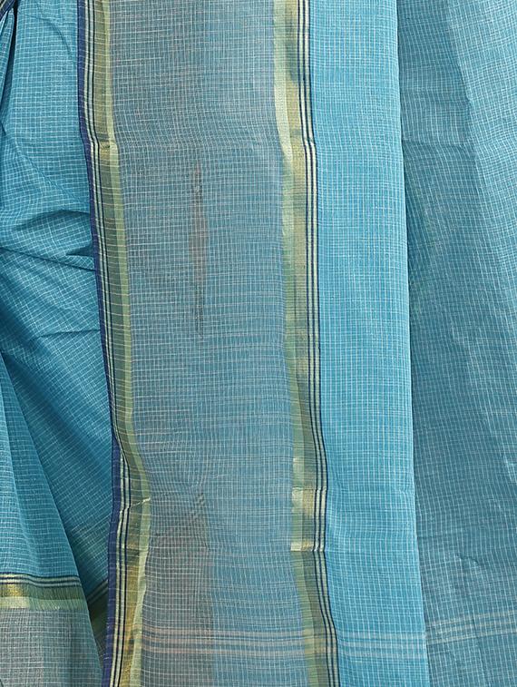 sky blue cotton tant saree - 15232057 - Zoom Image - 2