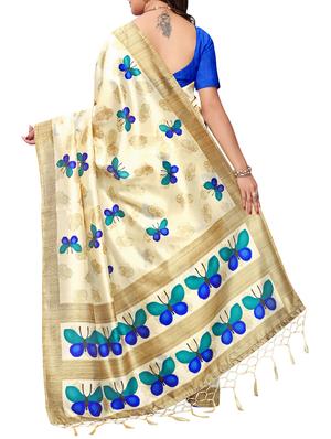 beige art silk maheshwari saree with blouse - 15235881 - Standard Image - 2