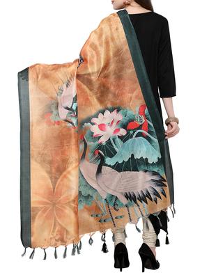 orange khadi printed dupatta - 15236078 - Standard Image - 2