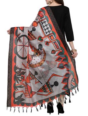 orange khadi printed dupatta - 15236082 - Standard Image - 2