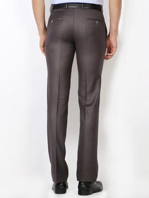 brown cotton blend flat front formal trouser - 15236366 - Standard Image - 2