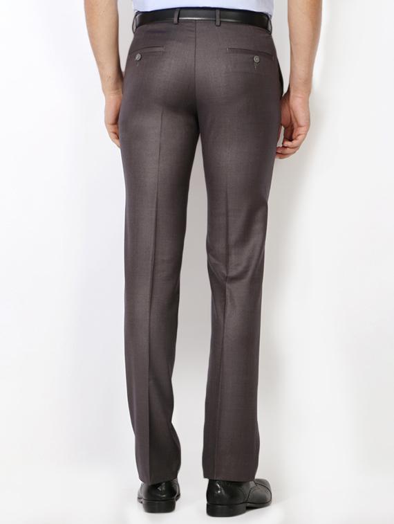 brown cotton blend flat front formal trouser - 15236366 - Zoom Image - 2