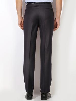 navy blue cotton blend pleated formal trouser - 15236367 - Standard Image - 2
