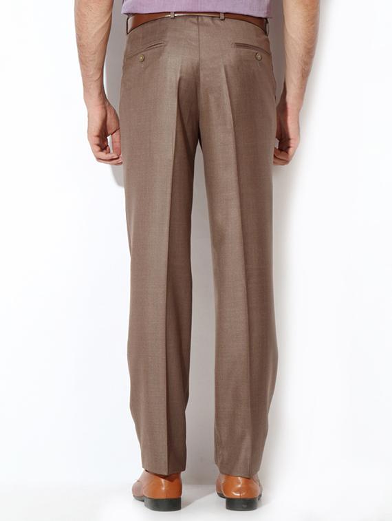 brown cotton blend pleated formal trouser - 15236403 - Zoom Image - 2