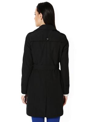 black solid cotton trench coat - 15236737 - Standard Image - 2