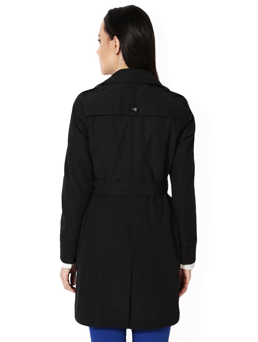 black solid cotton trench coat - 15236737 - Zoom Image - 2