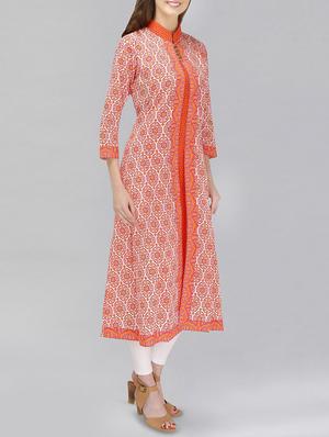 orange cotton layered kurta - 15239518 - Standard Image - 2