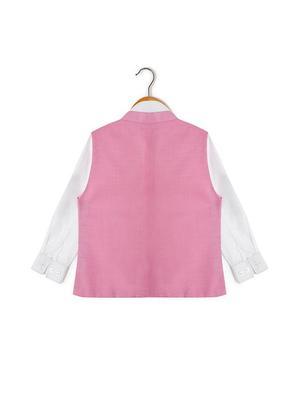 white cotton shirt with nehru jacket - 15239984 - Standard Image - 2
