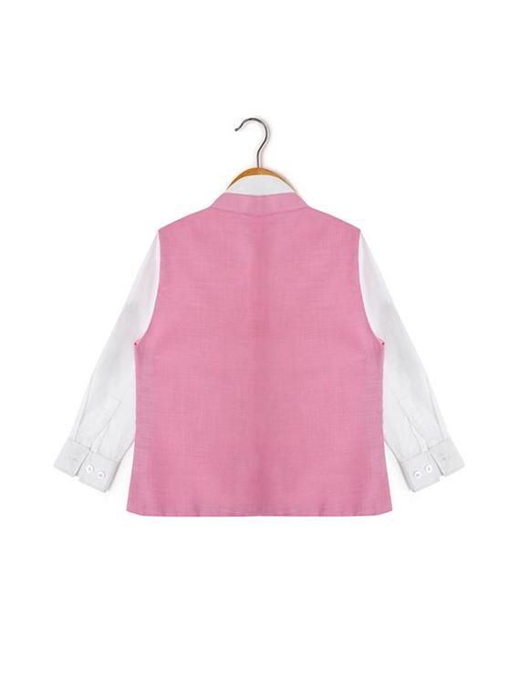 white cotton shirt with nehru jacket - 15239984 - Zoom Image - 2