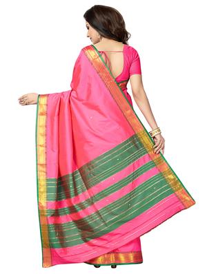 pink silk blend banarasi saree with blouse - 15240316 - Standard Image - 2