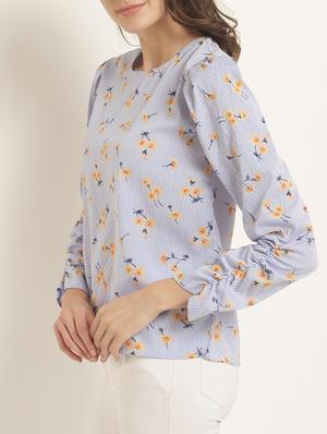 keyhole back striped floral top - 15240595 - Standard Image - 2