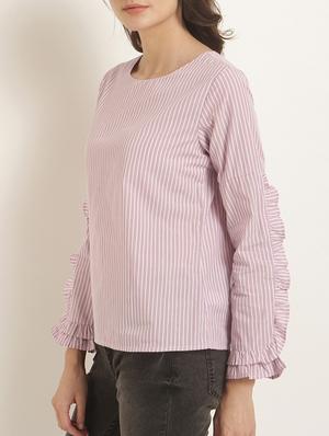 frill detail striped top - 15240604 - Standard Image - 2