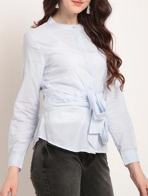 tie knot front striped top - 15240627 - Standard Image - 2