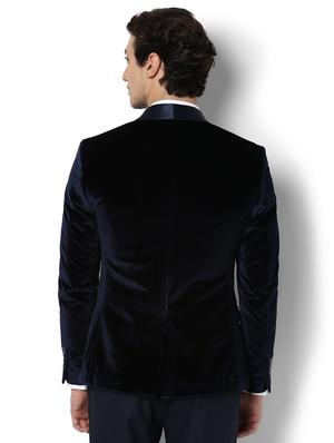 navy blue velvet casual blazer - 15241904 - Standard Image - 2
