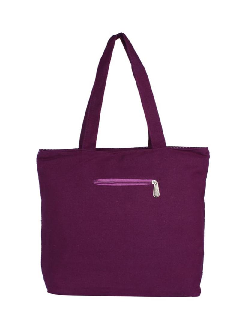 purple cotton polyester blend regular handbag - 15243293 - Zoom Image - 2