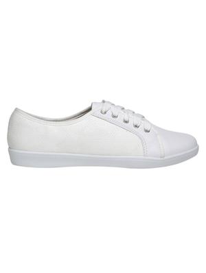 white faux leather laceup sneakers - 15243557 - Standard Image - 2
