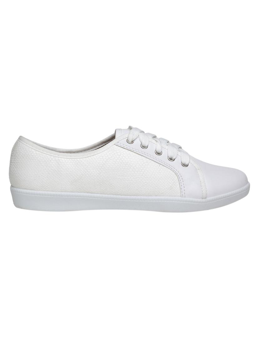 white faux leather laceup sneakers - 15243557 - Zoom Image - 2