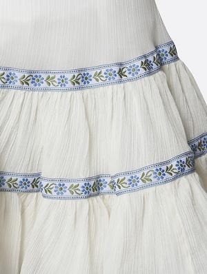 cream solid cotton flared skirt - 15245613 - Standard Image - 5