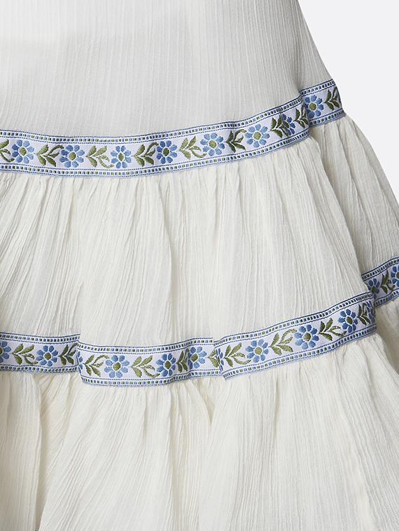 cream solid cotton flared skirt - 15245613 - Zoom Image - 5