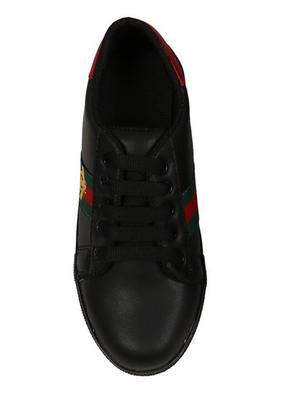 black leatherette laceup sneakers - 15249555 - Standard Image - 5