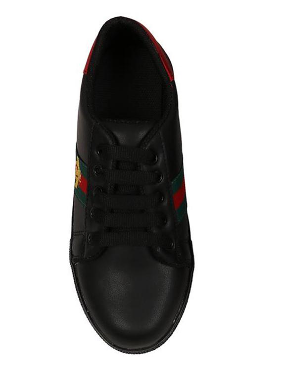 black leatherette laceup sneakers - 15249555 - Zoom Image - 5