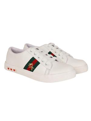 white leatherette laceup sneakers - 15249556 - Standard Image - 2
