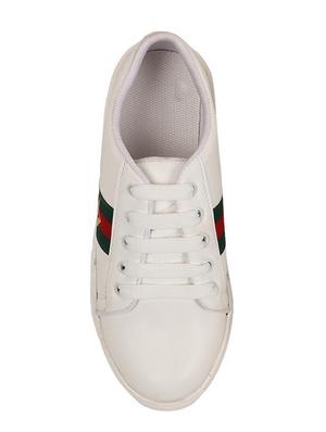 white leatherette laceup sneakers - 15249556 - Standard Image - 5