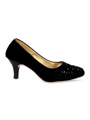 black faux leather slip on pumps - 15249569 - Standard Image - 2