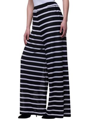 black striped viscose palazzo - 15252387 - Standard Image - 2