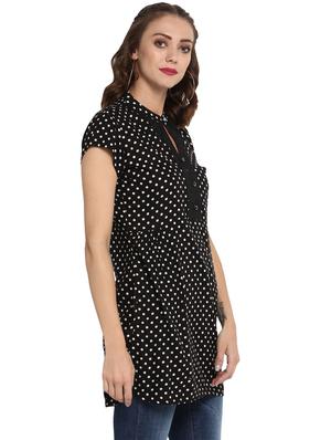 black crepe straight kurti - 15252416 - Standard Image - 2
