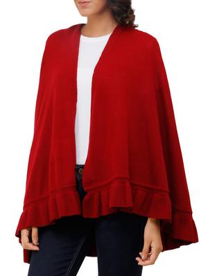 ruffled hem solid cape - 15253459 - Standard Image - 2