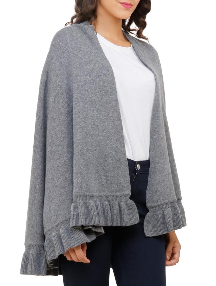 ruffled hem solid cape - 15253461 - Zoom Image - 2