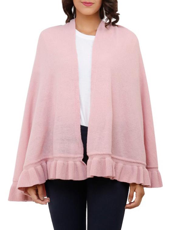 ruffled hem solid cape - 15253462 - Zoom Image - 2