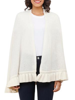 ruffled hem solid cape - 15253463 - Standard Image - 2