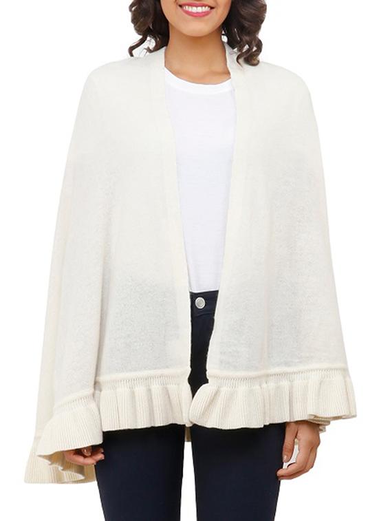 ruffled hem solid cape - 15253463 - Zoom Image - 2