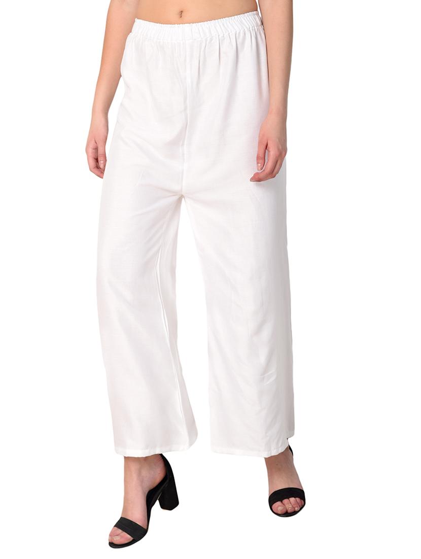 white rayon palazzos - 15254201 - Zoom Image - 2
