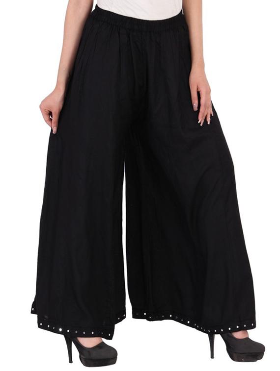 black rayon flared palazzo - 15255936 - Zoom Image - 2