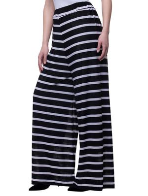 black striped viscose palazzo - 15258633 - Standard Image - 2