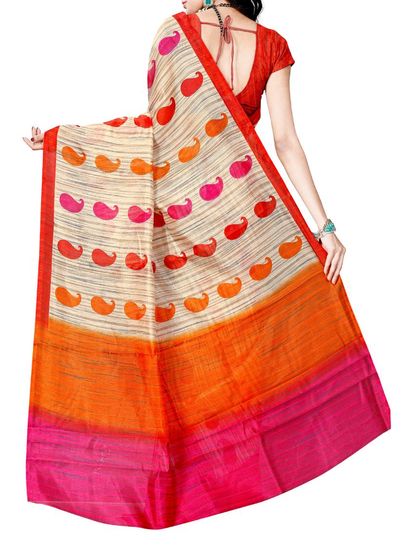 beige art silk bhagalpuri saree with blouse - 15258984 - Zoom Image - 2