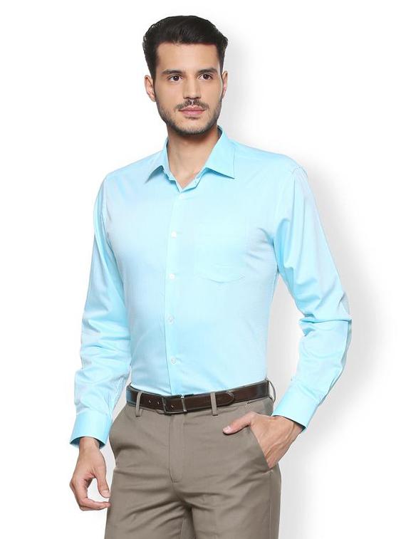 blue cotton formal shirt - 15260064 - Zoom Image - 2