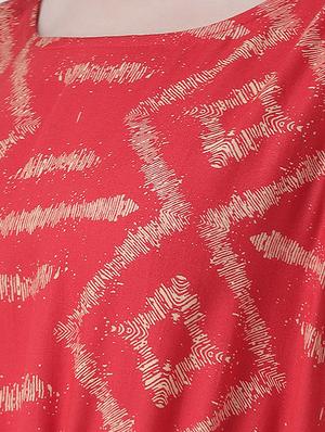 orange cotton printed a-line dress - 15261070 - Standard Image - 5