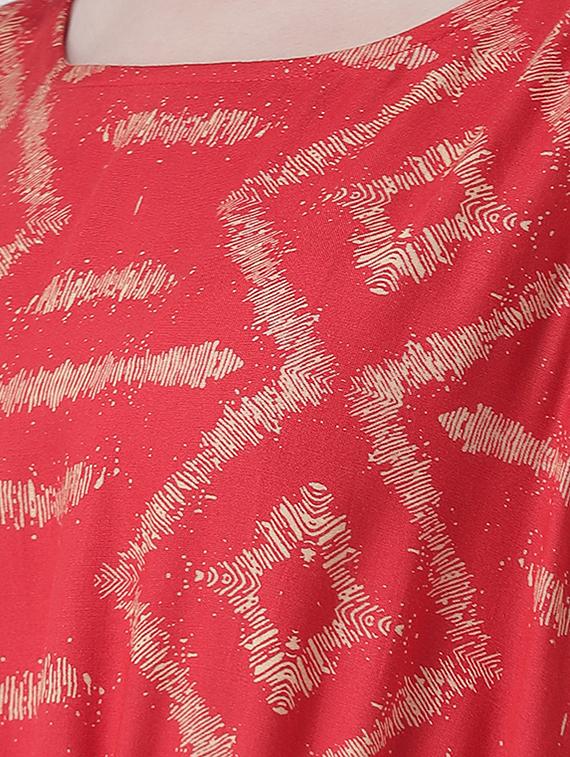 orange cotton printed a-line dress - 15261070 - Zoom Image - 5