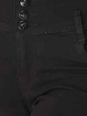 black solid denim knee slit jeans - 15261399 - Standard Image - 5