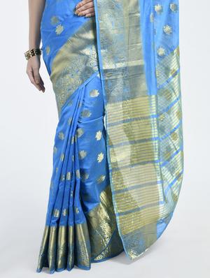 Zari floral woven saree with blouse - 15261895 - Standard Image - 2