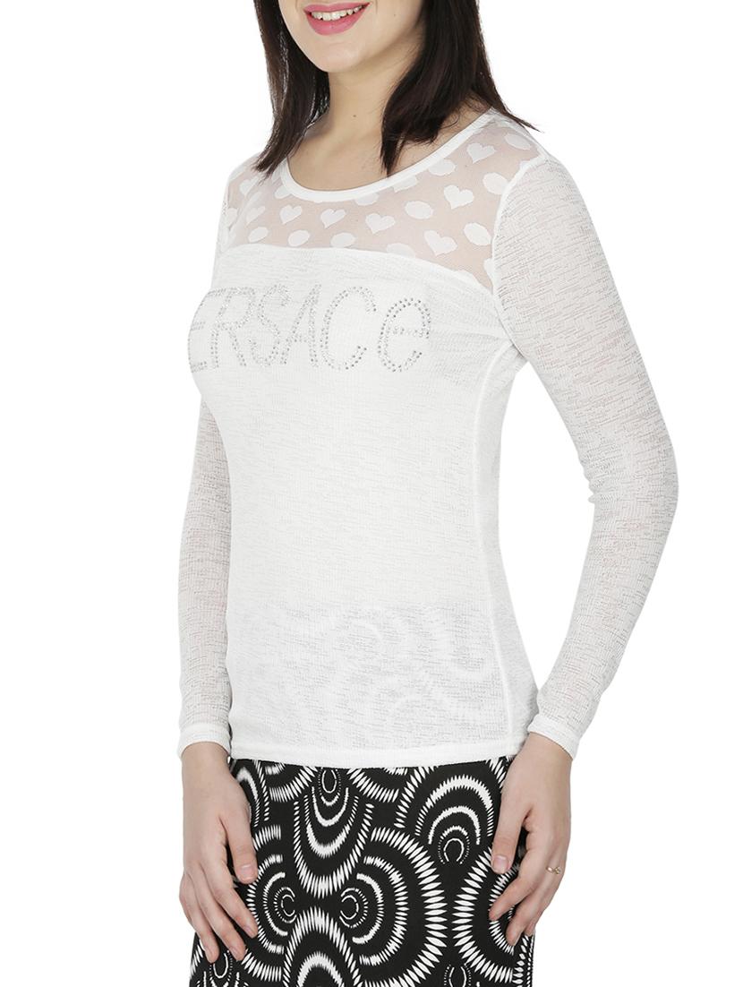 Embellished sheer yoke and sleeve top - 15262279 - Zoom Image - 2