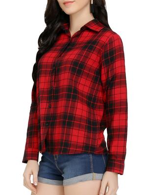 red viscose checkered shirt - 15263085 - Standard Image - 2
