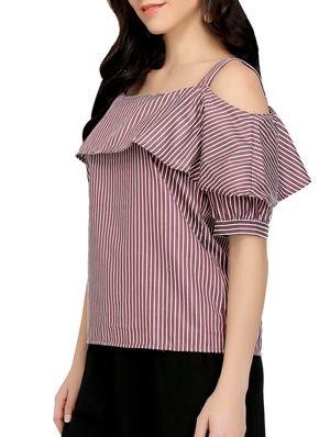 cold shoulder striped top - 15263088 - Standard Image - 2